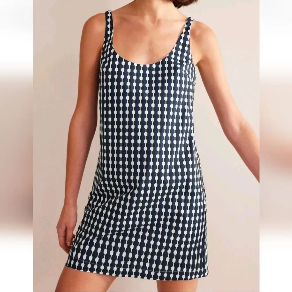 Boden Geometric Scoop Neck Sleeveless Mini Shift Dress Size 14R - Picture 2 of 10